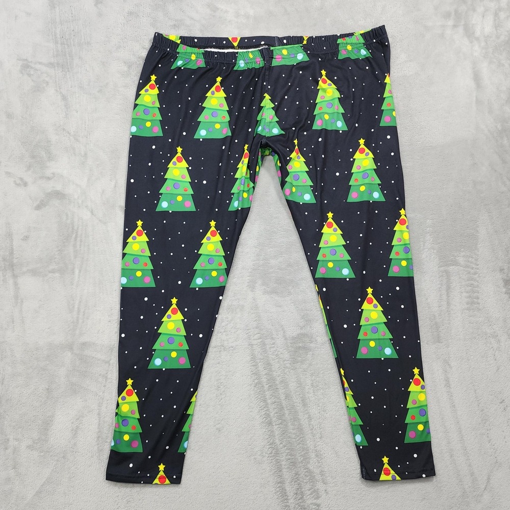 Catalog Favorites Leggings Womens 2X Christmas Tree Print Ankle Stretch Holiday